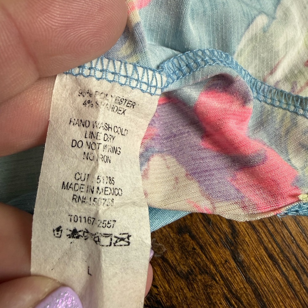 Honeyme Sky Blue Floral Cold-Shoulder Tunic - Picture 6 of 6